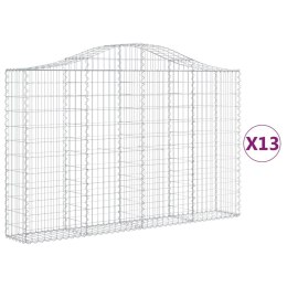 VidaXL Kosze gabionowe, 13 szt, 200x30x120/140cm, galwanizowane żelazo