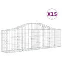 VidaXL Kosze gabionowe, 15 szt, 200x30x60/80 cm, galwanizowane żelazo