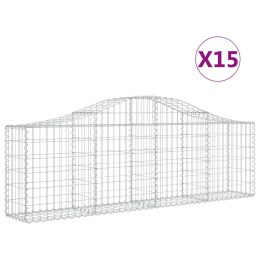 VidaXL Kosze gabionowe, 15 szt, 200x30x60/80 cm, galwanizowane żelazo