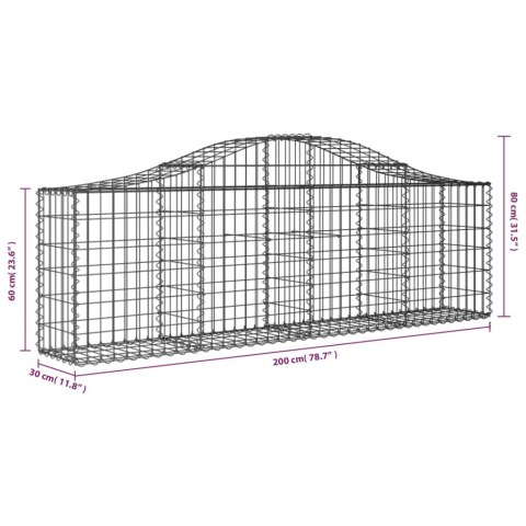 VidaXL Kosze gabionowe, 15 szt, 200x30x60/80 cm, galwanizowane żelazo VidaXL Kosze gabionowe, 15 szt, 200x30x60/80 cm, galwanizowane żelazo