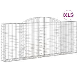 VidaXL Kosze gabionowe, 15 szt, 300x30x120/140cm, galwanizowane żelazo
