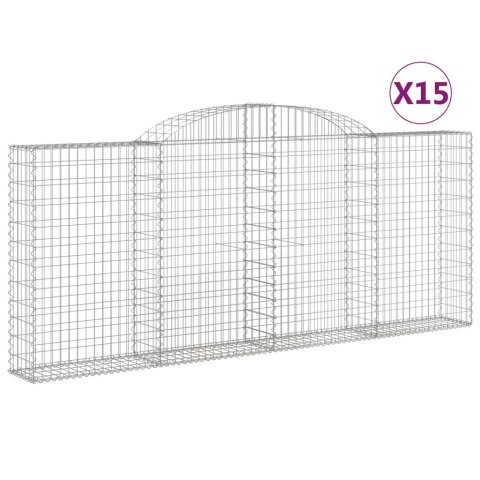 VidaXL Kosze gabionowe, 15 szt, 300x30x120/140cm, galwanizowane żelazo VidaXL Kosze gabionowe, 15 szt, 300x30x120/140cm, galwanizowane żelazo