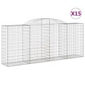 VidaXL Kosze gabionowe, 15 szt, 300x50x120/140cm, galwanizowane żelazo