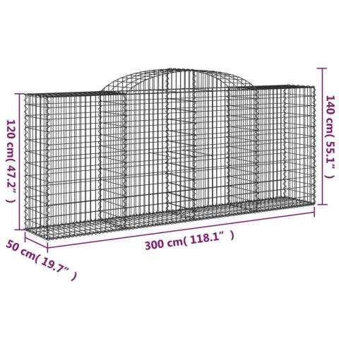 VidaXL Kosze gabionowe, 15 szt, 300x50x120/140cm, galwanizowane żelazo VidaXL Kosze gabionowe, 15 szt, 300x50x120/140cm, galwanizowane żelazo