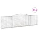 VidaXL Kosze gabionowe, 15 szt, 400x30x100/120cm, galwanizowane żelazo