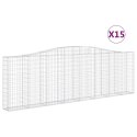 VidaXL Kosze gabionowe, 15 szt, 400x30x120/140cm, galwanizowane żelazo