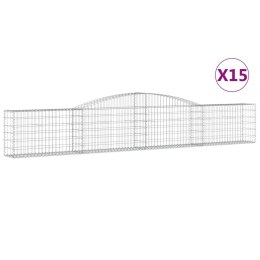 VidaXL Kosze gabionowe, 15 szt, 400x30x60/80 cm, galwanizowane żelazo