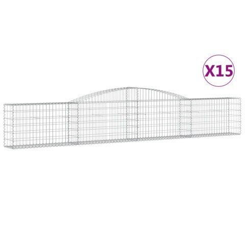 VidaXL Kosze gabionowe, 15 szt, 400x30x60/80 cm, galwanizowane żelazo VidaXL Kosze gabionowe, 15 szt, 400x30x60/80 cm, galwanizowane żelazo