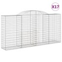 VidaXL Kosze gabionowe, 17 szt, 300x50x140/160cm, galwanizowane żelazo