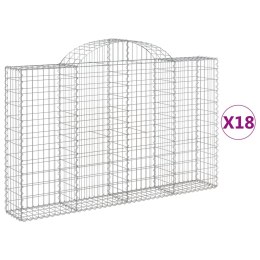 VidaXL Kosze gabionowe, 18 szt, 200x30x120/140cm, galwanizowane żelazo