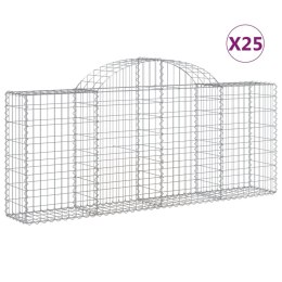 VidaXL Kosze gabionowe, 25 szt, 200x30x80/100 cm, galwanizowane żelazo