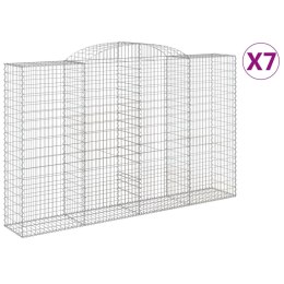 VidaXL Kosze gabionowe, 7 szt, 300x50x180/200 cm, galwanizowane żelazo