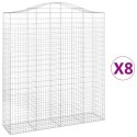 VidaXL Kosze gabionowe, 8 szt, 200x50x220/240 cm, galwanizowane żelazo