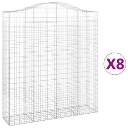 VidaXL Kosze gabionowe, 8 szt, 200x50x220/240 cm, galwanizowane żelazo