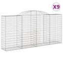 VidaXL Kosze gabionowe, 9 szt, 300x50x140/160 cm, galwanizowane żelazo