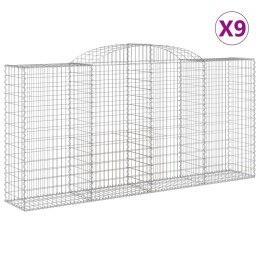 VidaXL Kosze gabionowe, 9 szt, 300x50x140/160 cm, galwanizowane żelazo