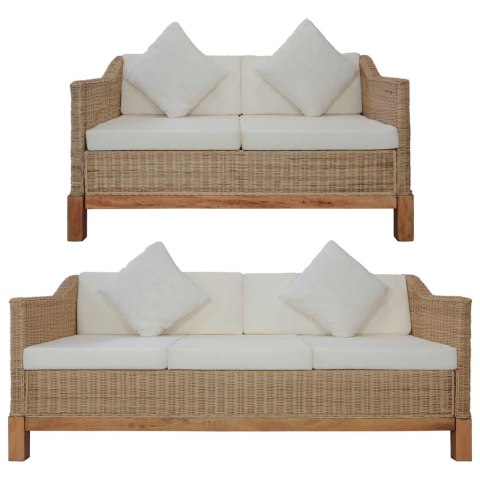 VidaXL 2-częściowy zestaw wypoczynkowy z poduszkami, naturalny rattan VidaXL 2-częściowy zestaw wypoczynkowy z poduszkami, naturalny rattan