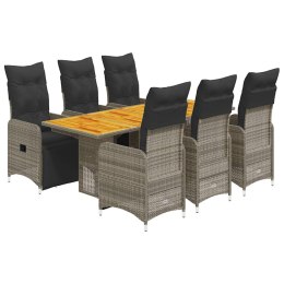 VidaXL 7-cz. zestaw mebli bistro z poduszkami, szary, polirattan