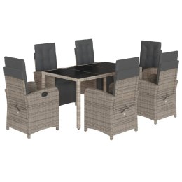 VidaXL 7-cz. zestaw mebli ogrodowych z poduszkami, szary, rattan PE