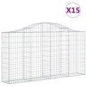 VidaXL Kosze gabionowe, 15 szt, 200x30x100/120cm, galwanizowane żelazo