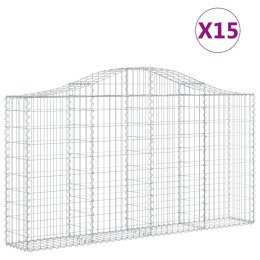 VidaXL Kosze gabionowe, 15 szt, 200x30x100/120cm, galwanizowane żelazo