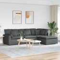 VidaXL Sofa modułowa z podnóżkiem i poduszkami Tkanina Ciemnoszara