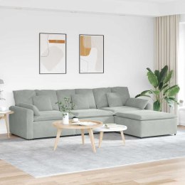 VidaXL Sofa modułowa z podnóżkiem i poduszkami, jasnoszara