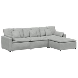 VidaXL Sofa modułowa z podnóżkiem i poduszkami, jasnoszara