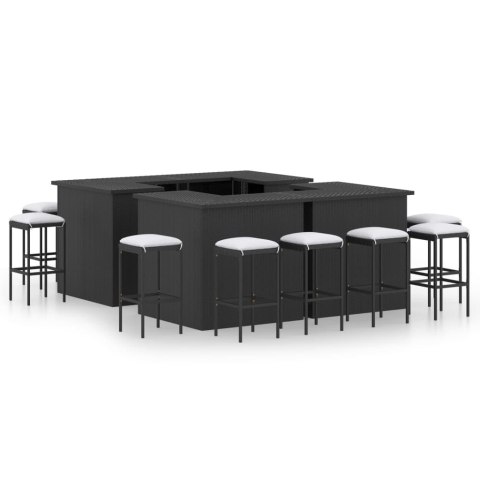 VidaXL 16-cz. zestaw barowy do ogrodu, z poduszkami, rattan PE, czarny VidaXL 16-cz. zestaw barowy do ogrodu, z poduszkami, rattan PE, czarny