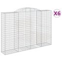 VidaXL Kosze gabionowe, 6 szt, 300x50x200/220 cm, galwanizowane żelazo