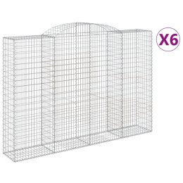 VidaXL Kosze gabionowe, 6 szt, 300x50x200/220 cm, galwanizowane żelazo