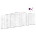 VidaXL Kosze gabionowe, 7 szt, 400x30x120/140 cm, galwanizowane żelazo