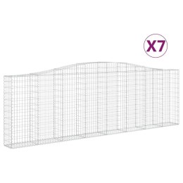 VidaXL Kosze gabionowe, 7 szt, 400x30x120/140 cm, galwanizowane żelazo