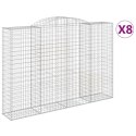 VidaXL Kosze gabionowe, 8 szt, 300x50x200/220 cm, galwanizowane żelazo