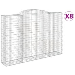 VidaXL Kosze gabionowe, 8 szt, 300x50x200/220 cm, galwanizowane żelazo