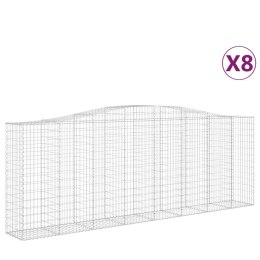 VidaXL Kosze gabionowe, 8 szt, 400x50x140/160 cm, galwanizowane żelazo