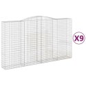 VidaXL Kosze gabionowe, 9 szt, 400x50x220/240 cm, galwanizowane żelazo