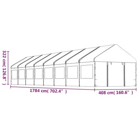 VidaXL Namiot ogrodowy z dachem, biały, 17,84x4,08x3,22 m, polietylen VidaXL Namiot ogrodowy z dachem, biały, 17,84x4,08x3,22 m, polietylen