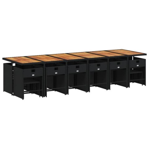 VidaXL 17-cz. zestaw mebli ogrodowych z poduszkami, czarny, rattan PE VidaXL 17-cz. zestaw mebli ogrodowych z poduszkami, czarny, rattan PE
