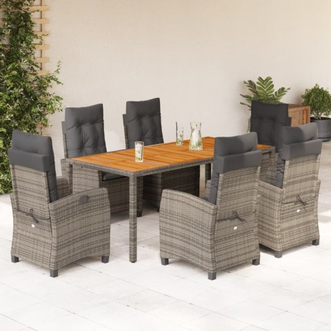 VidaXL 7-cz. zestaw mebli ogrodowych z poduszkami, szary, rattan PE VidaXL 7-cz. zestaw mebli ogrodowych z poduszkami, szary, rattan PE
