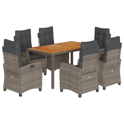 VidaXL 7-cz. zestaw mebli ogrodowych z poduszkami, szary, rattan PE VidaXL 7-cz. zestaw mebli ogrodowych z poduszkami, szary, rattan PE