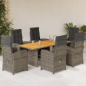 VidaXL 7-cz. zestaw mebli ogrodowych z poduszkami, szary, rattan PE
