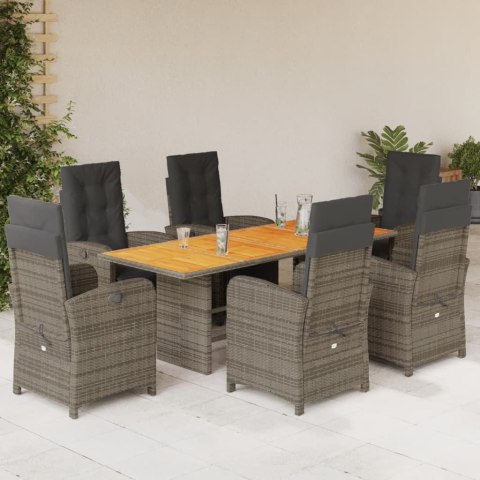 VidaXL 7-cz. zestaw mebli ogrodowych z poduszkami, szary, rattan PE VidaXL 7-cz. zestaw mebli ogrodowych z poduszkami, szary, rattan PE