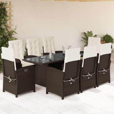 VidaXL 9-cz. zestaw mebli ogrodowych z poduszkami, brązowy, rattan PE VidaXL 9-cz. zestaw mebli ogrodowych z poduszkami, brązowy, rattan PE