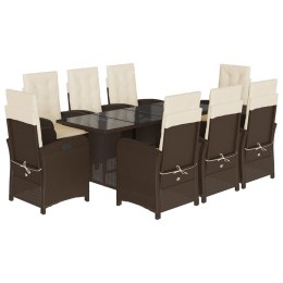 VidaXL 9-cz. zestaw mebli ogrodowych z poduszkami, brązowy, rattan PE