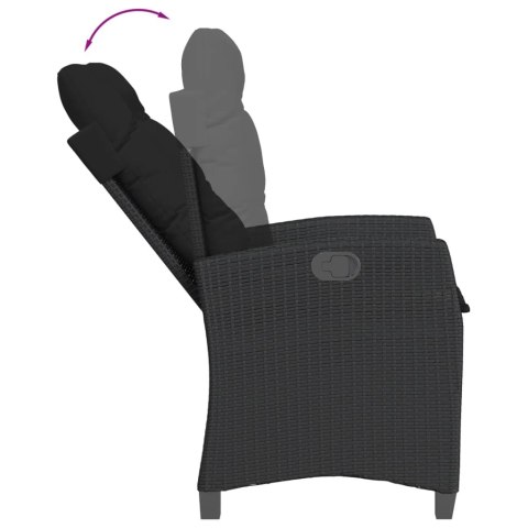 VidaXL 9-cz. zestaw mebli ogrodowych z poduszkami, czarny, rattan PE VidaXL 9-cz. zestaw mebli ogrodowych z poduszkami, czarny, rattan PE