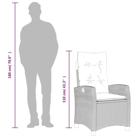 VidaXL 9-cz. zestaw mebli ogrodowych z poduszkami, czarny, rattan PE VidaXL 9-cz. zestaw mebli ogrodowych z poduszkami, czarny, rattan PE