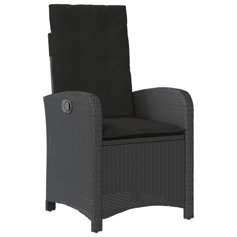 VidaXL 9-cz. zestaw mebli ogrodowych z poduszkami, czarny, rattan PE VidaXL 9-cz. zestaw mebli ogrodowych z poduszkami, czarny, rattan PE