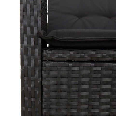 VidaXL 9-cz. zestaw mebli ogrodowych z poduszkami, czarny, rattan PE VidaXL 9-cz. zestaw mebli ogrodowych z poduszkami, czarny, rattan PE