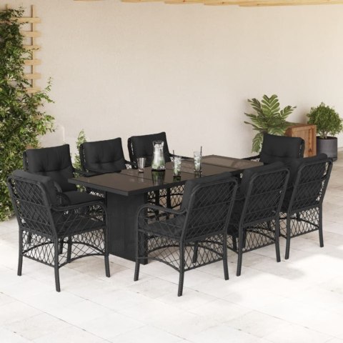 VidaXL 9-cz. zestaw mebli ogrodowych z poduszkami, czarny, rattan PE VidaXL 9-cz. zestaw mebli ogrodowych z poduszkami, czarny, rattan PE